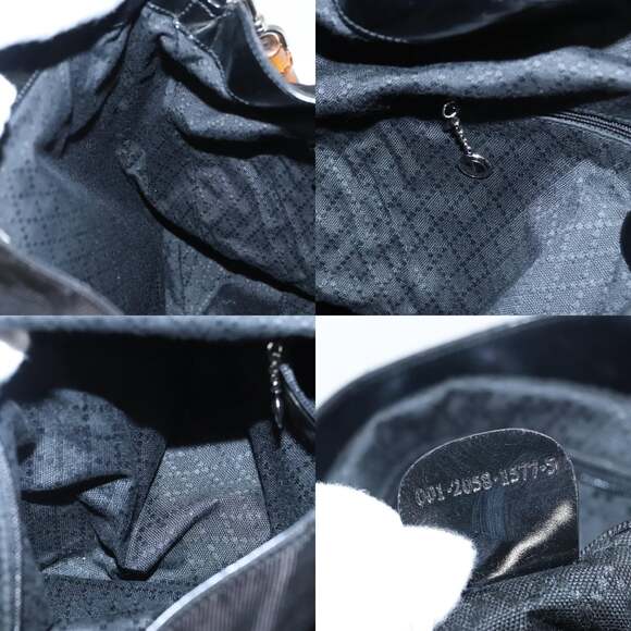 GUCCI Bamboo Hand Bag Nylon Black Silver 001 2058 1577 5 - Picture 12 of 13